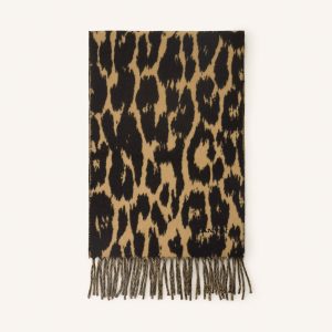 LEOPARD PRINT WOOL SCARF