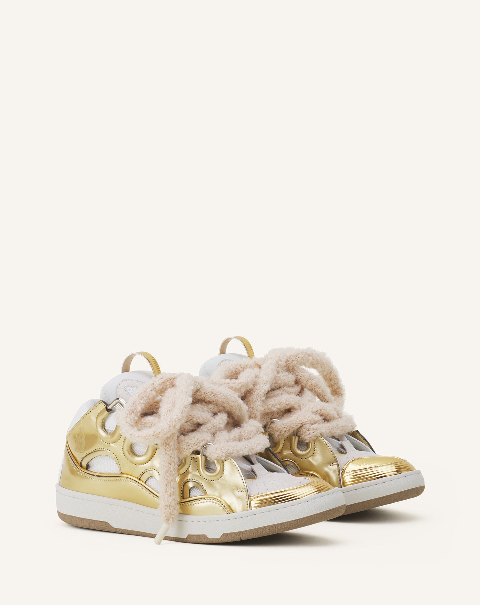 CURB METALLIC LEATHER SNEAKERS WITH MESH LACES - Image 2