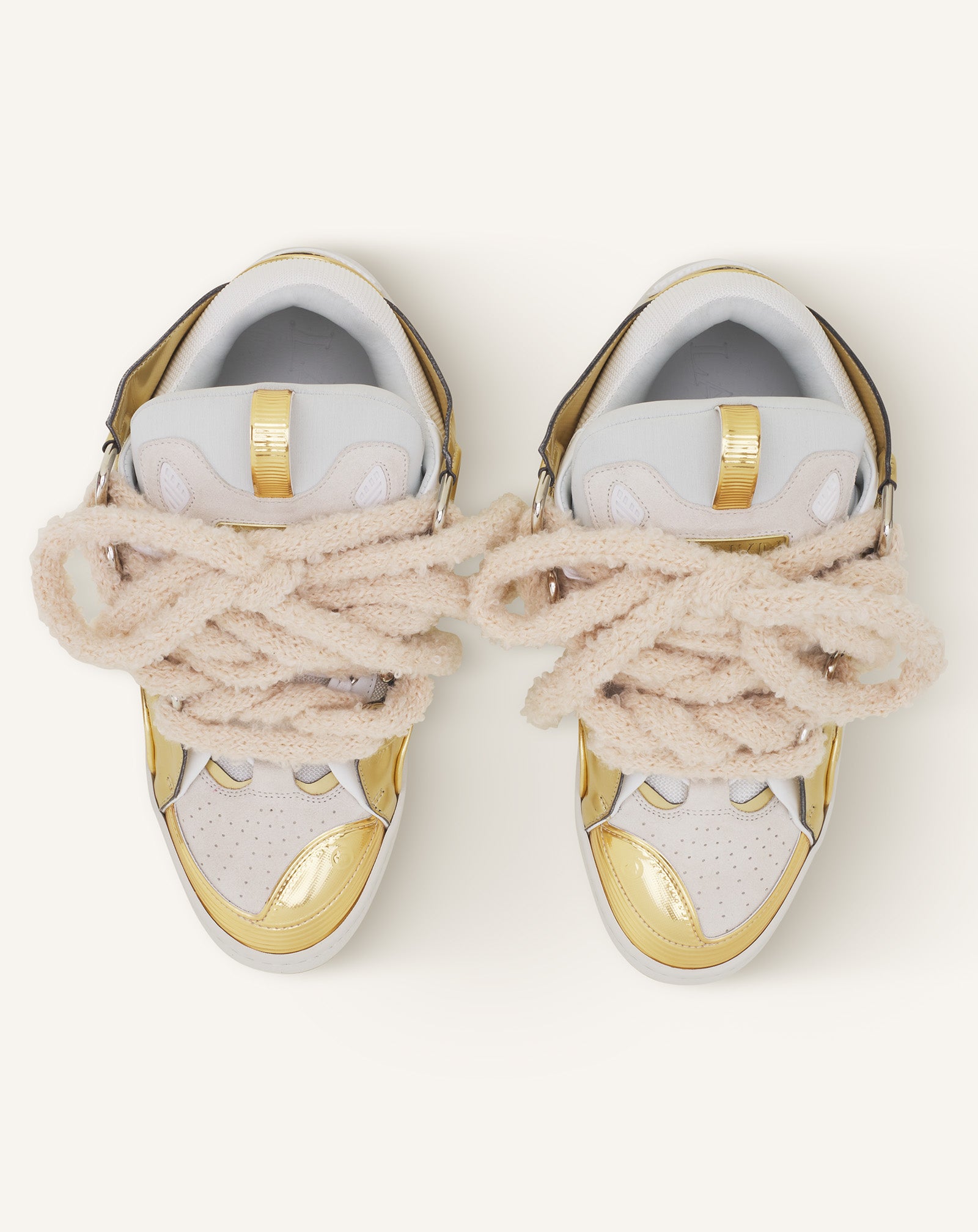 CURB METALLIC LEATHER SNEAKERS WITH MESH LACES - Image 4