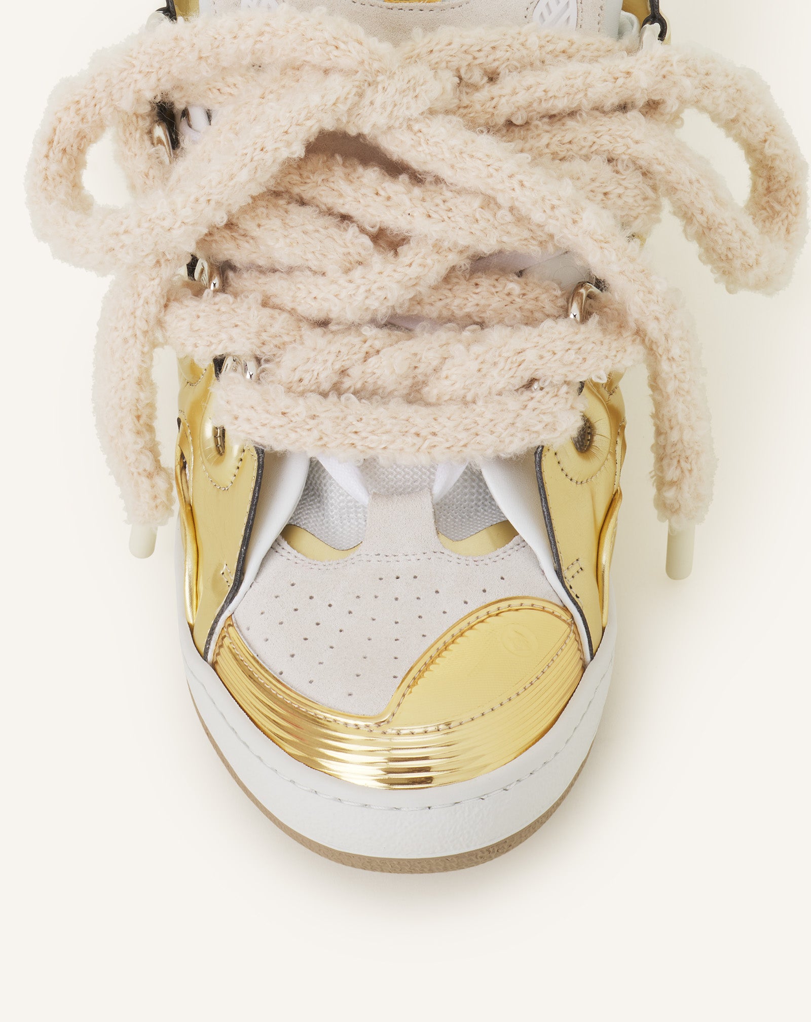 CURB METALLIC LEATHER SNEAKERS WITH MESH LACES - Image 5