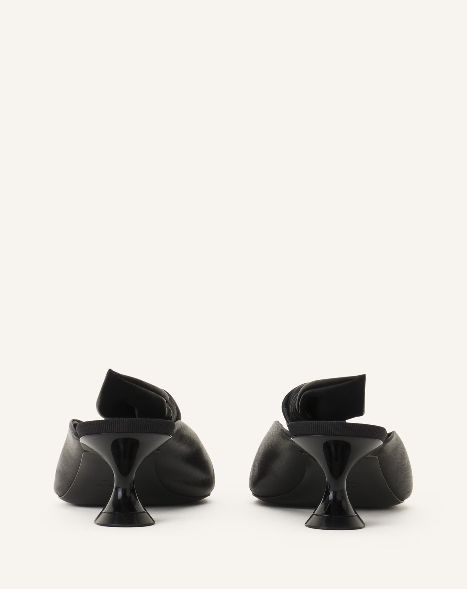 MIDNIGHT STEP BOW LEATHER MULE WITH HEEL - Image 3