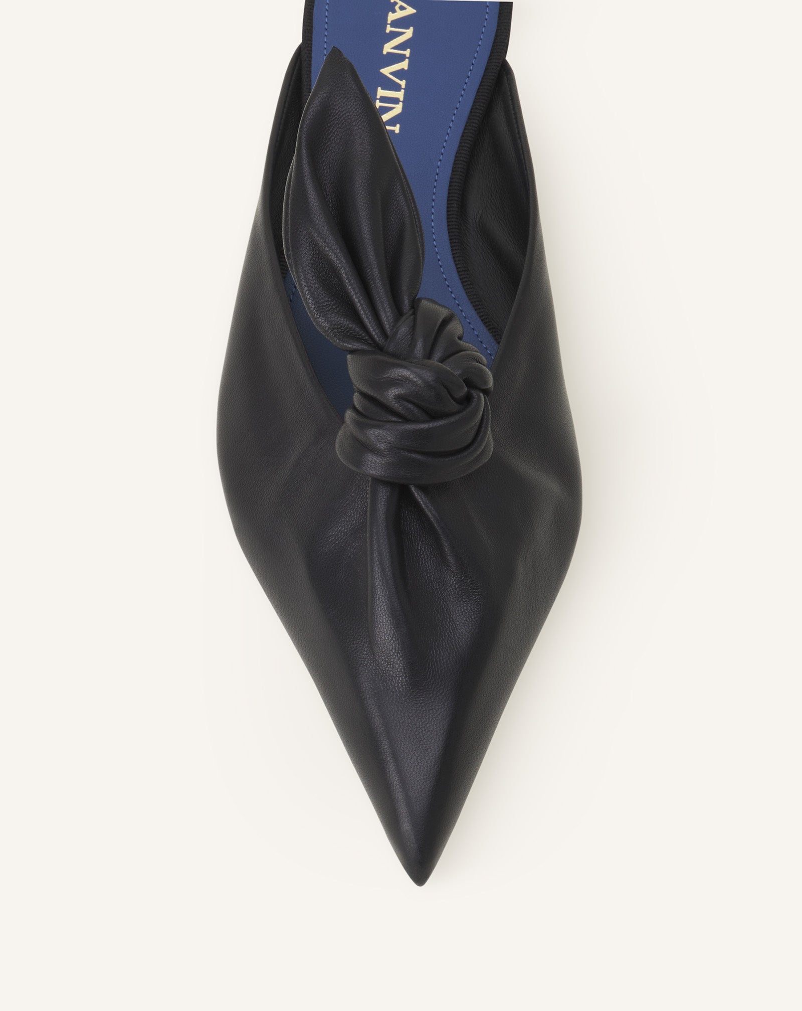 MIDNIGHT STEP BOW LEATHER MULE WITH HEEL - Image 5