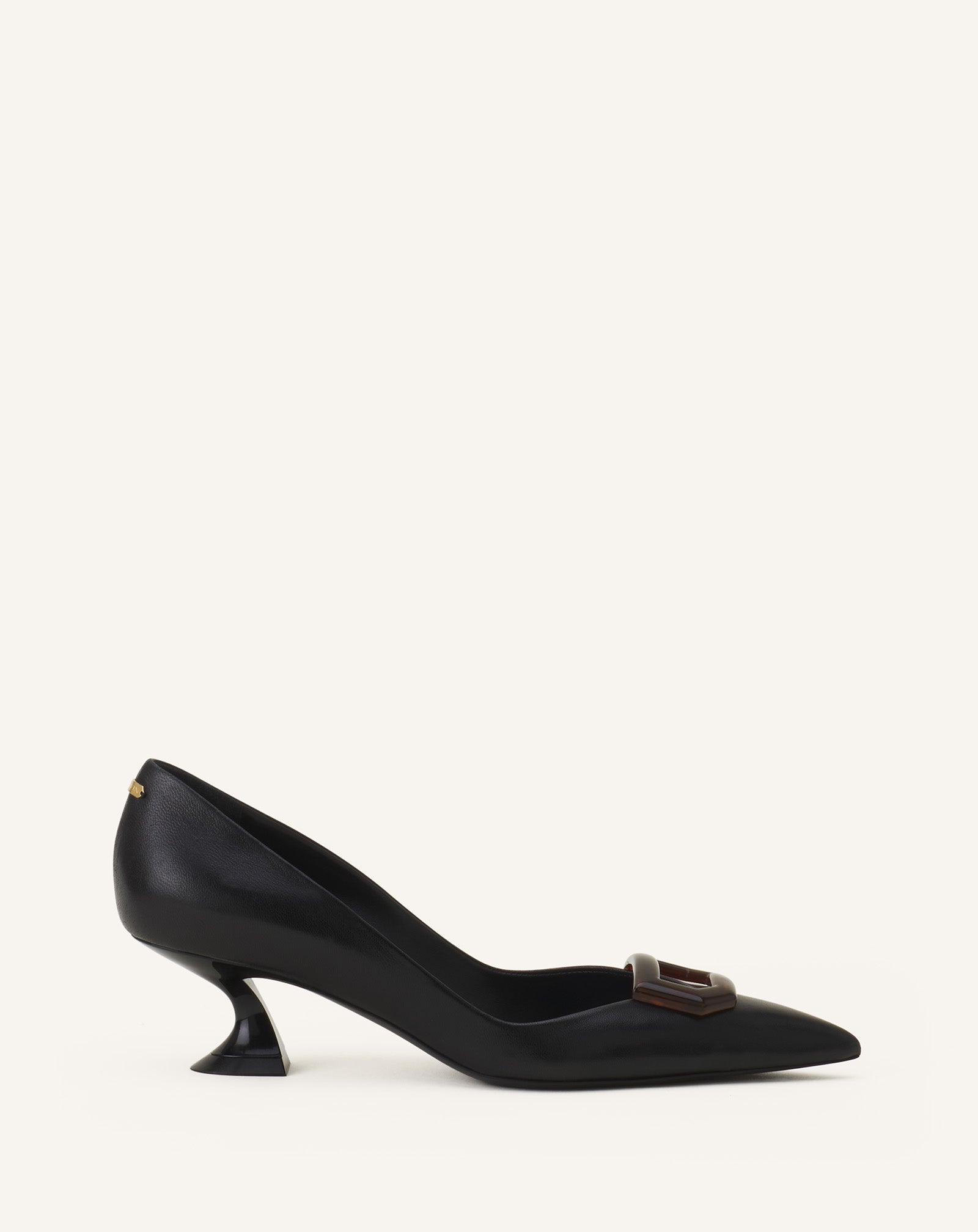 MIDNIGHT STEP LEATHER PUMP WITH BUCKLE
