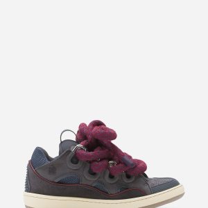 CURB SNEAKERS IN LEATHER WITH SNAKE LACES