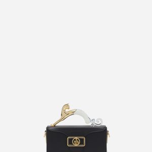 PENCIL CAT NANO LEATHER BAG WITH A BI-MATERIAL CAT