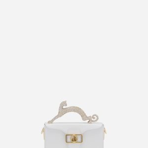 PENCIL CAT BAG IN LEATHER AND RHINESTONES