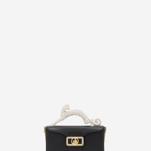 NANO PENCIL CAT BAG IN LEATHER AND RHINESTONE