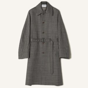 CHECKED WOOL CAR COAT