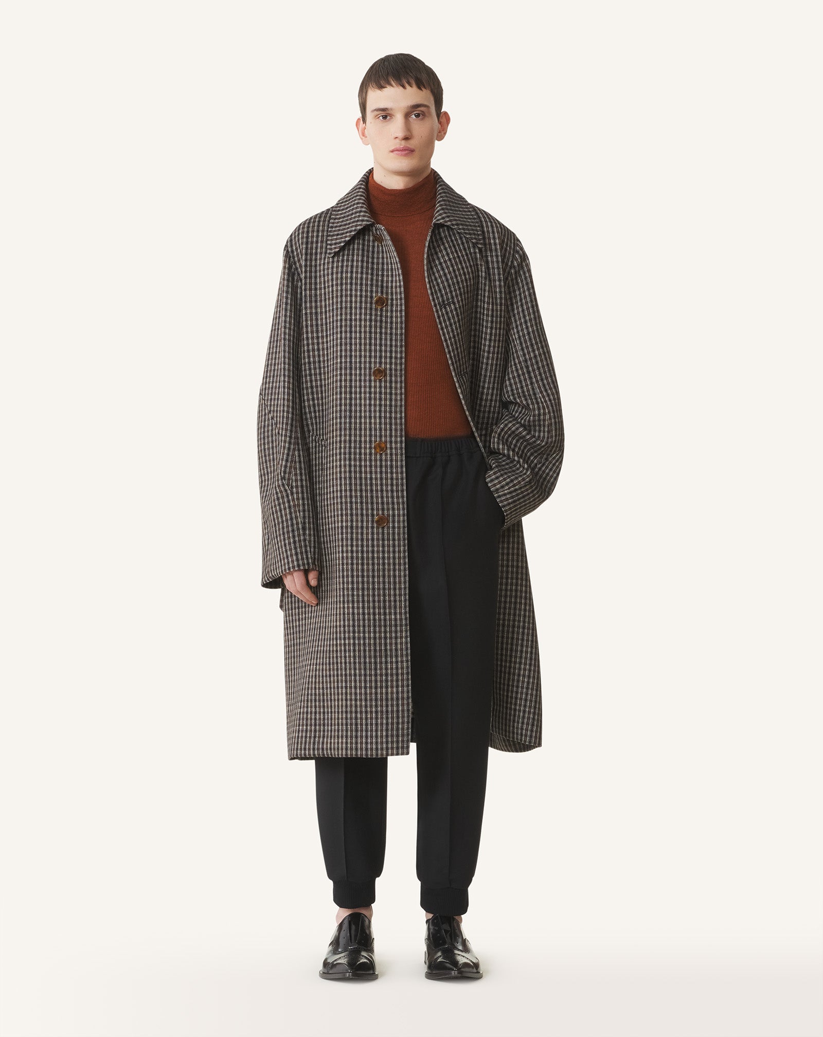 CHECKED WOOL CAR COAT - Image 2