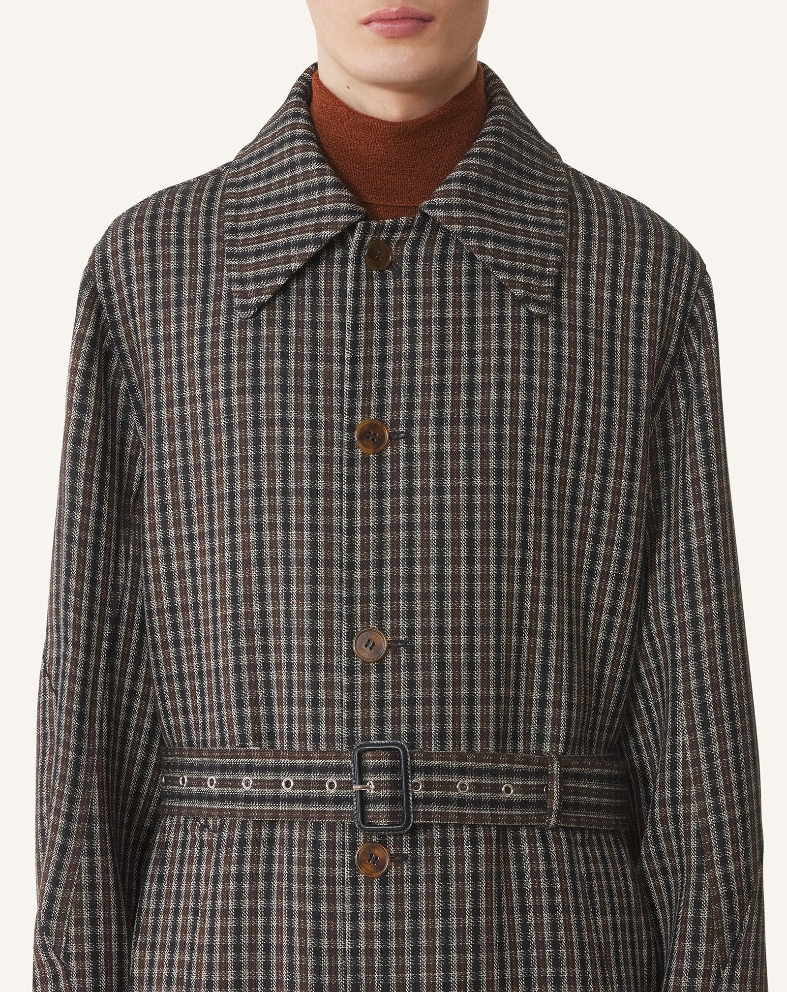 CHECKED WOOL CAR COAT - Image 5