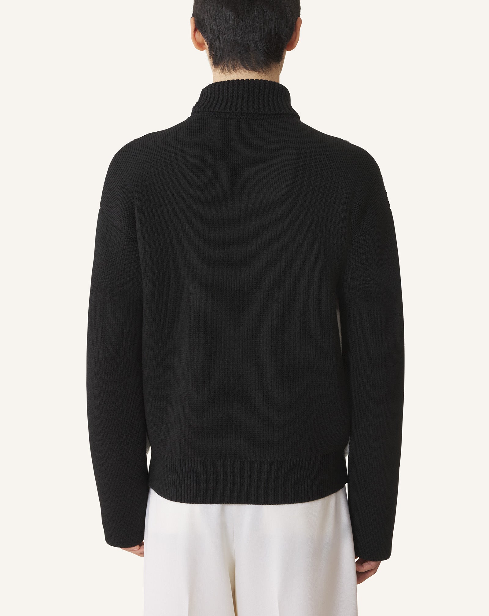 WOOL AND LEATHER INTARSIA TURTLENECK SWEATER - Image 4