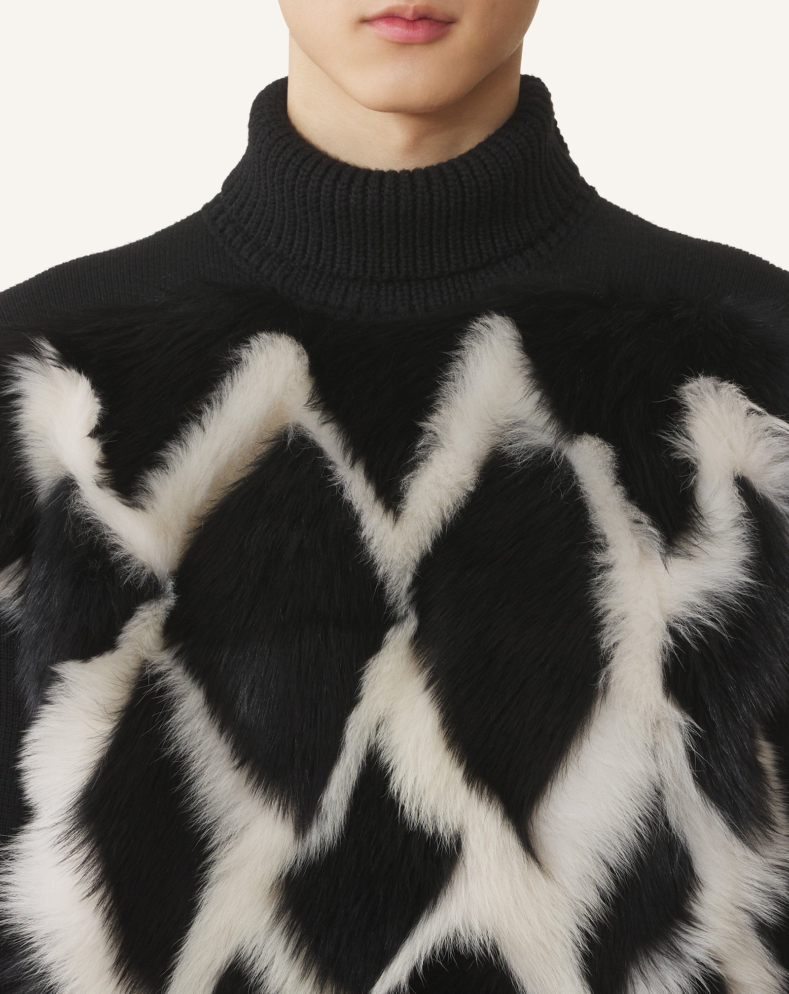 WOOL AND LEATHER INTARSIA TURTLENECK SWEATER - Image 5