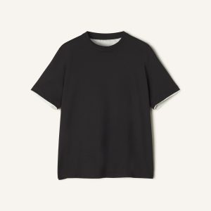 COTTON T-SHIRT WITH SILK DETAIL