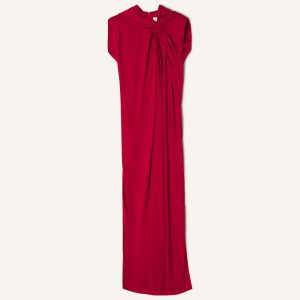 LONG KNOTTED DRESS IN SATIN