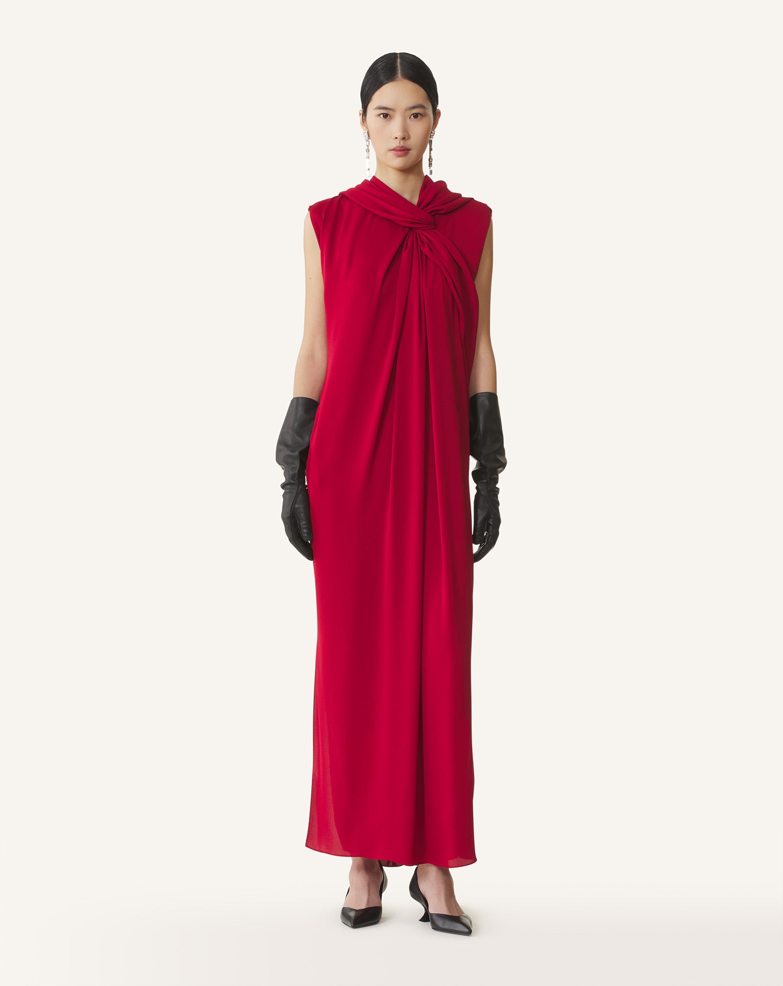 LONG KNOTTED DRESS IN SATIN - Image 2