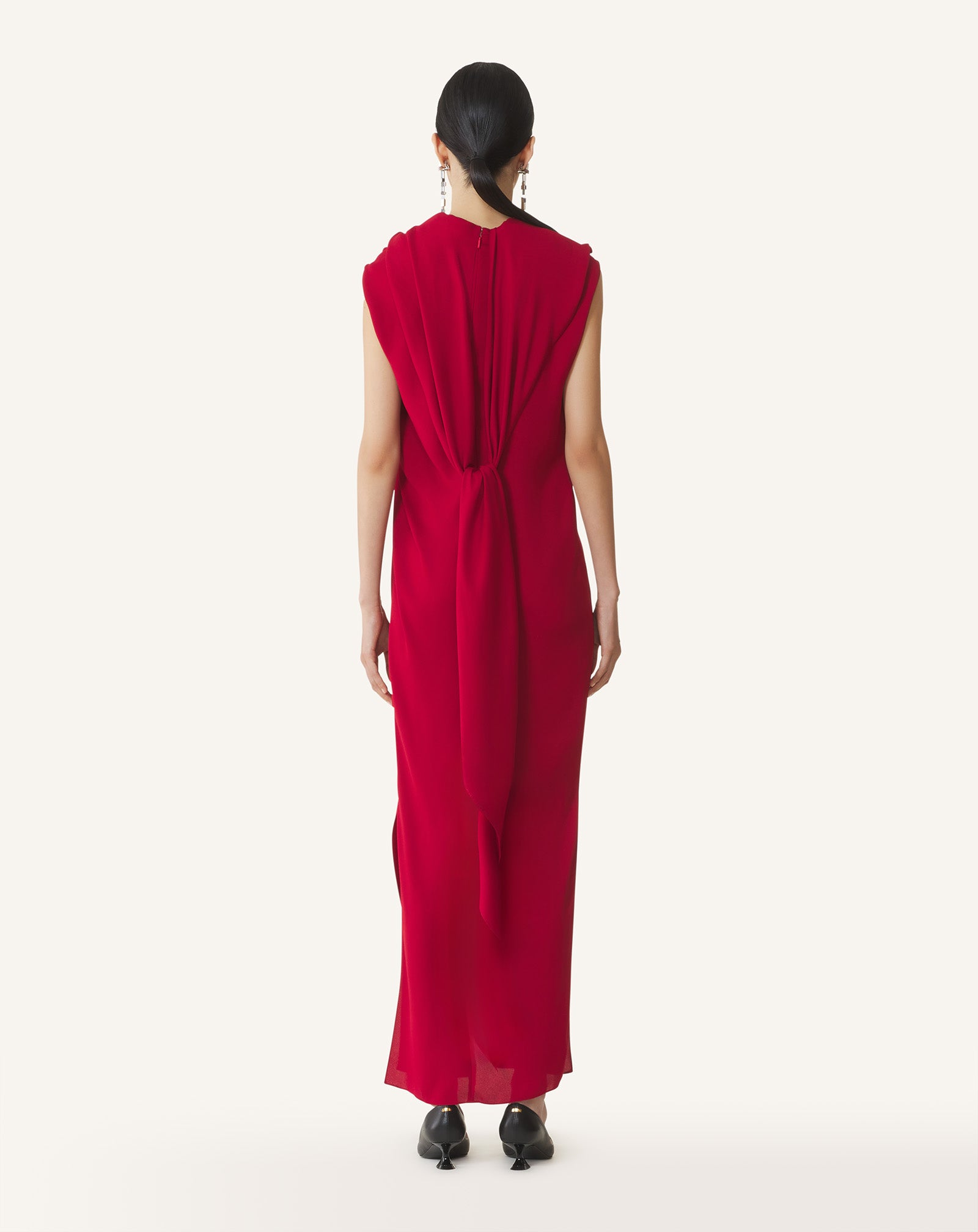 LONG KNOTTED DRESS IN SATIN - Image 4