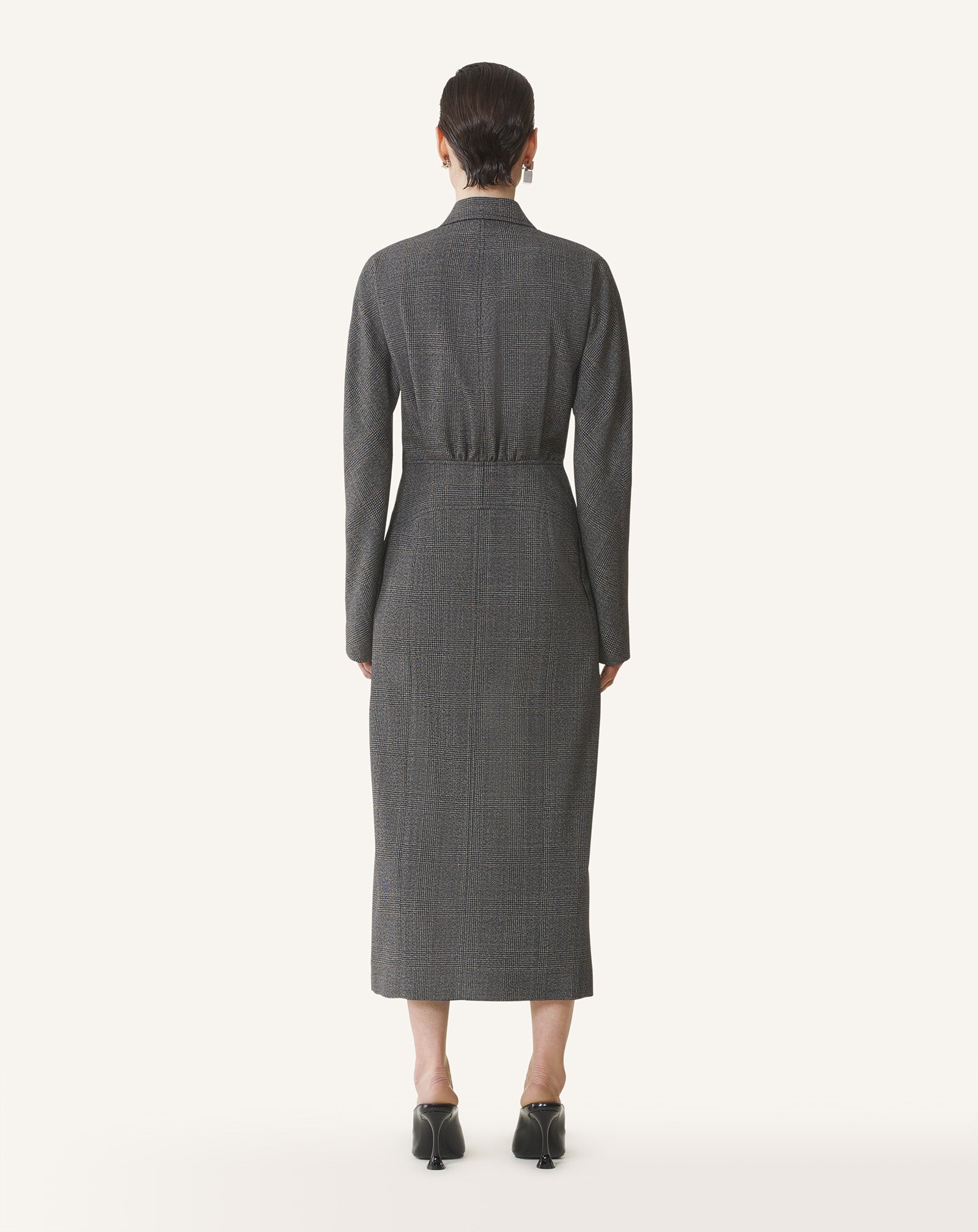 DOUBLE-BREASTED PRINCE OF WALES WOOL DRESS - Image 4