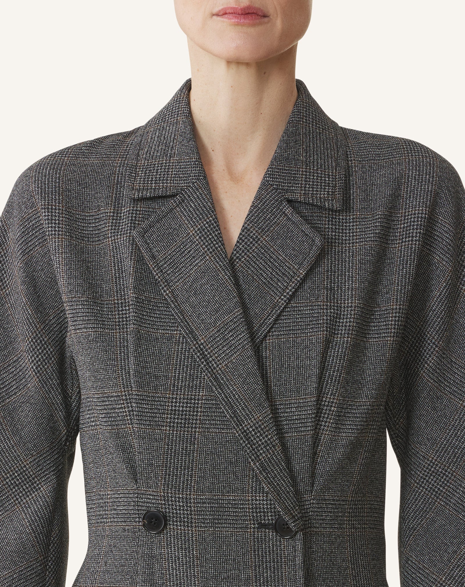 DOUBLE-BREASTED PRINCE OF WALES WOOL DRESS - Image 5