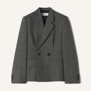 DOUBLE-BREASTED TAILORED JACKET IN PRINCE OF WALES WOOL