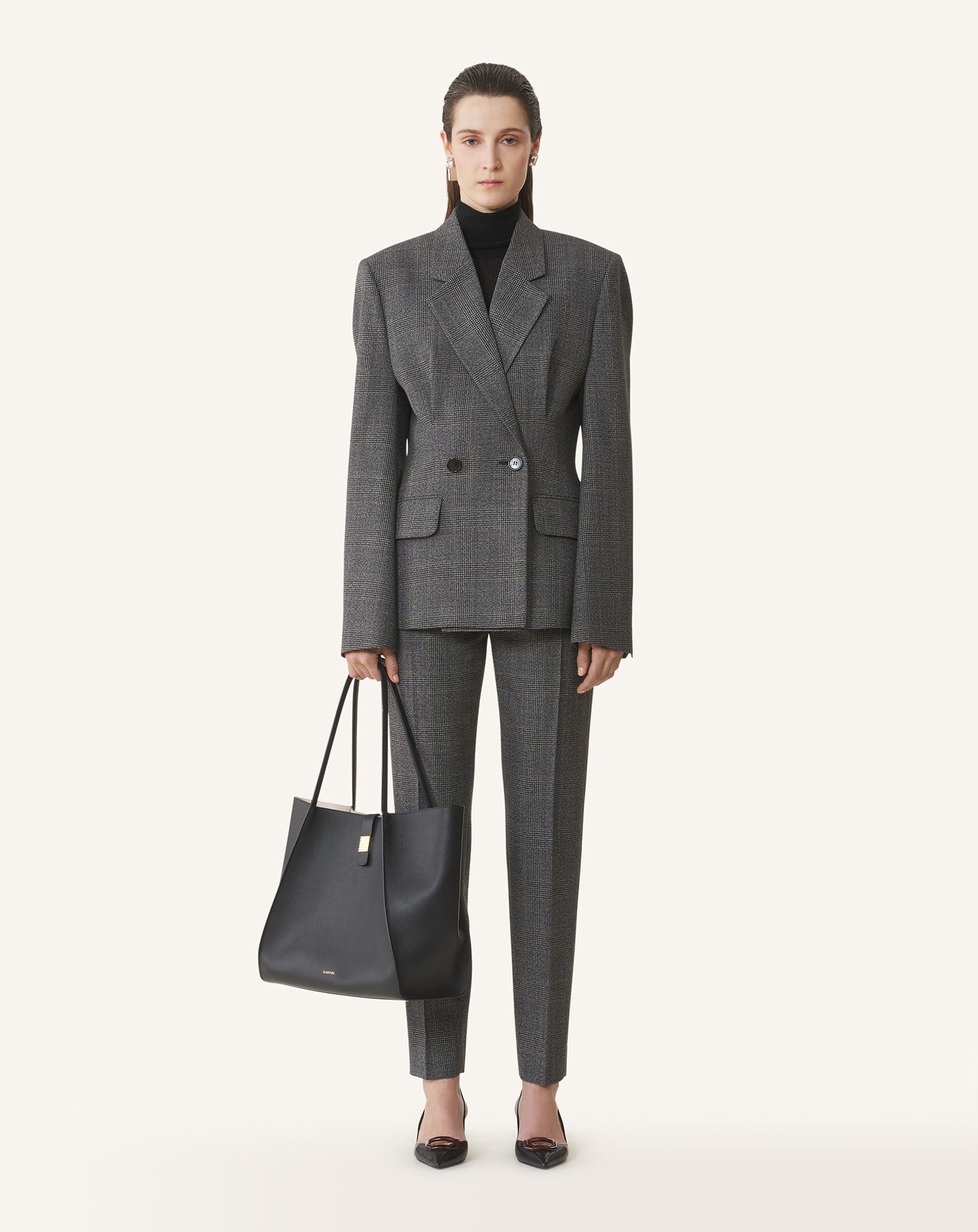 DOUBLE-BREASTED TAILORED JACKET IN PRINCE OF WALES WOOL - Image 2